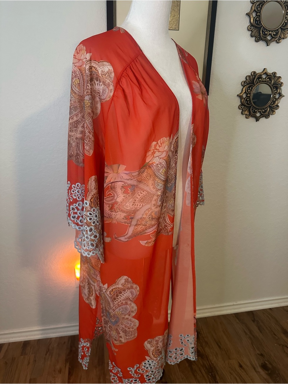 Bohemian Coral Long Kimono